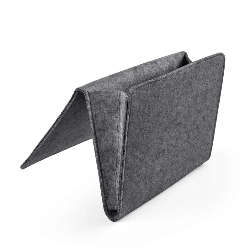 

(Upgraded Version) Super Thick Felt Bedside Caddy Organizer for Phone, Remote, Magzine etc. Cardboard Inserted, Inside 2 Small P