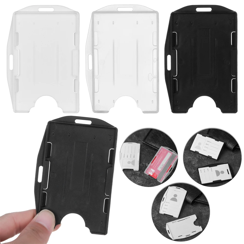 Funda protectora para portatarjetas de identificación, funda blanca transparente para portatarjetas de doble cara
