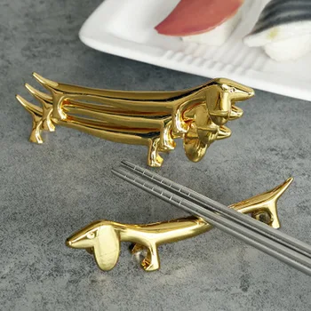 

Metal Chopstick Rest Holder Spoon Knife and Fork Tableware Storage Rack Creative Fawn Dog Chopstick Pillow Table Decoration