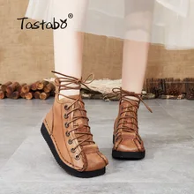 Tastabo женские ботильоны из натуральной кожи женские ботинки в стиле ретро удобные ботинки на резиновой подошве желтого и черного цвета, размеры 35-40, S88503