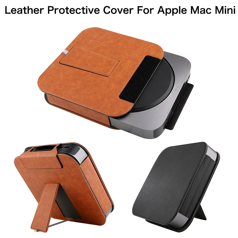 Capa de Suporte de Couro pu Proteção Total Bolsa de Manga Antiderrapante à Prova de Choque Mini Desktop m2 2023 m1 Mac Mini 20232023