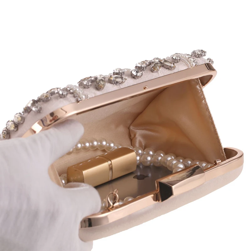 Женский клатч с кристаллами, свадебные клатчи для женщин, сумочка с жемчугом и жемчужной ручкой, маленькая сумка на плечо ZD1391