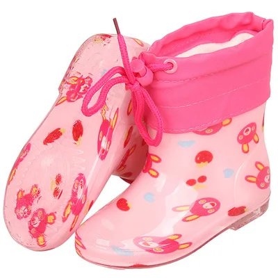 Picture style Plush Новинка; детская непромокаемая обувь из ПВХ до середины голени; детские резиновые сапоги; детская резиновая обувь для мальчиков и девочек; Водонепроницаемая нескользящая обувь; сезон весна-осень; 020 - Цвет: Picture style Plush
