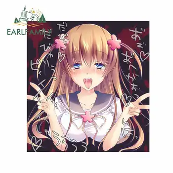 

EARLFAMILY 13cm x 12.1cm for Ahegao Face School Uniform Girl Deca lAnime Scratch-Proof Windows Occlusion Scratch RV Car Stickers