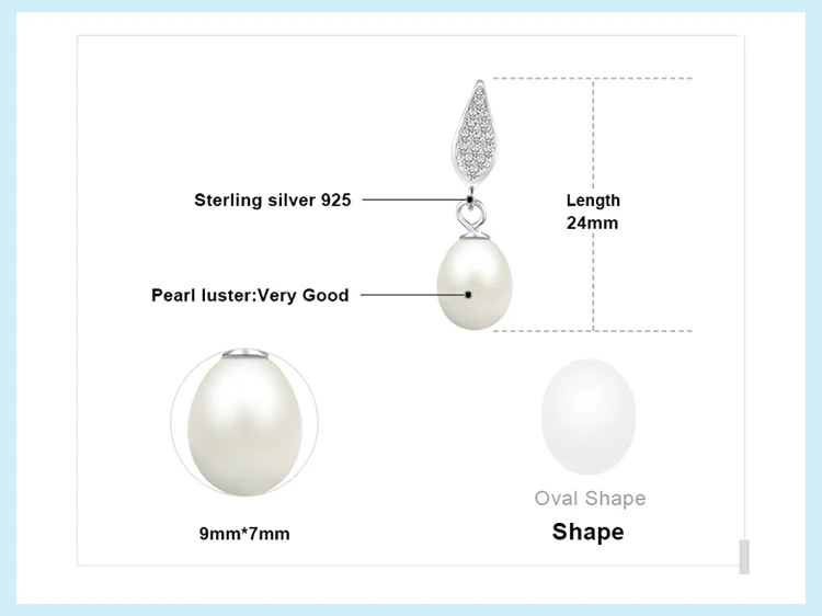 Jewelrypalace стерлингового серебра 925 пресноводным культивированным 8-9 мм белый жемчуг Длинные Висячие серьги заявление Красивые ювелирные изделия для Для женщин