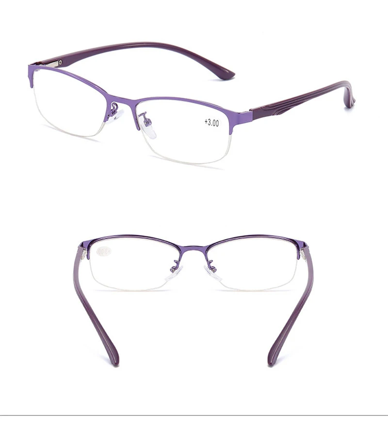 Ahora металлические кошачьи глаза чтения полуоправные очки прозрачные линзы Prebyopia очки при дальнозоркости+ 1,0 до 4,0