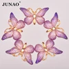 JUNAO 25x38mm Purple AB Sewing Butterfly Rhinestones Crystal Stones Applique Flat Back Resin Scrapbook Strass For Crafts ► Photo 1/6