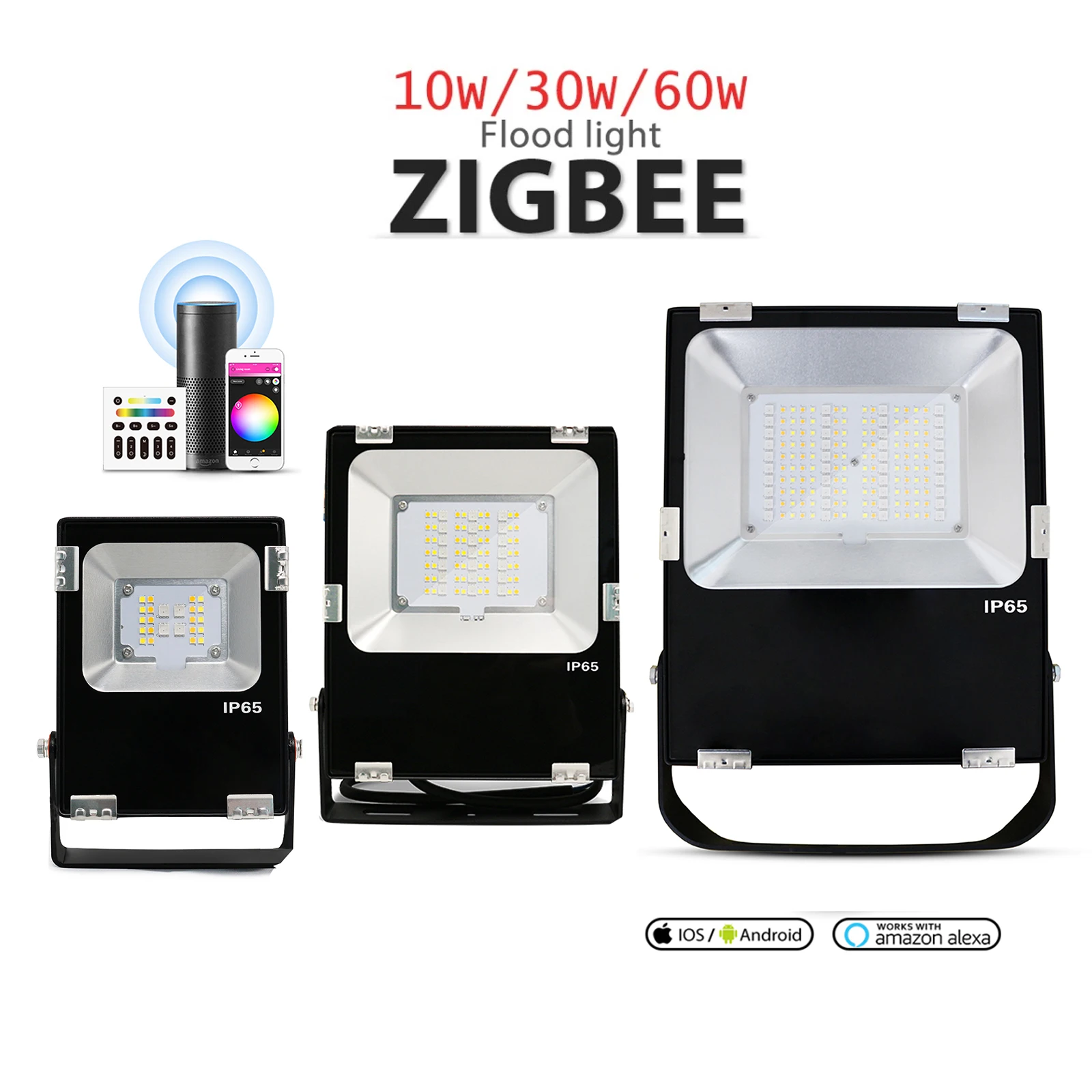Zigbee 3.0 LED Floodlight Pro 10W 30W 60W 100w RGBCCT Smart Outdoor