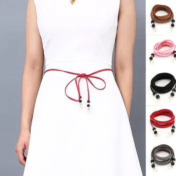 

Women Belt Bandage Beading Pearl Pendant Belt Waistband Decorative Pearl Chain Belt For Dress riem pasek damski ceinture femme L