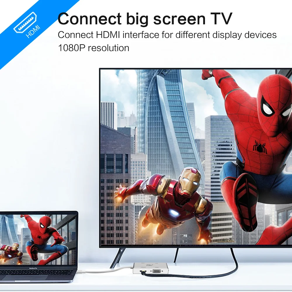 Конвертер FSU 4 в 1 USB type c VGA DVI I C HDMI 1080P HD 3 0 концентратор адаптер для Macbook планшета