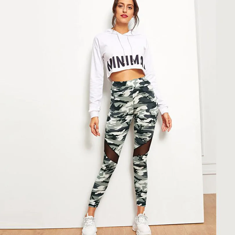 

Hot style digital print camouflage leggings with high waists and hip lifts