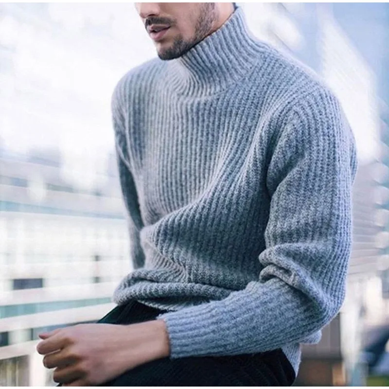 Зимняя шерстяная водолазка мужской свитер Повседневный теплый пуловер мужской большой размер 3XL сплошной тонкий новые модные мужские свитера