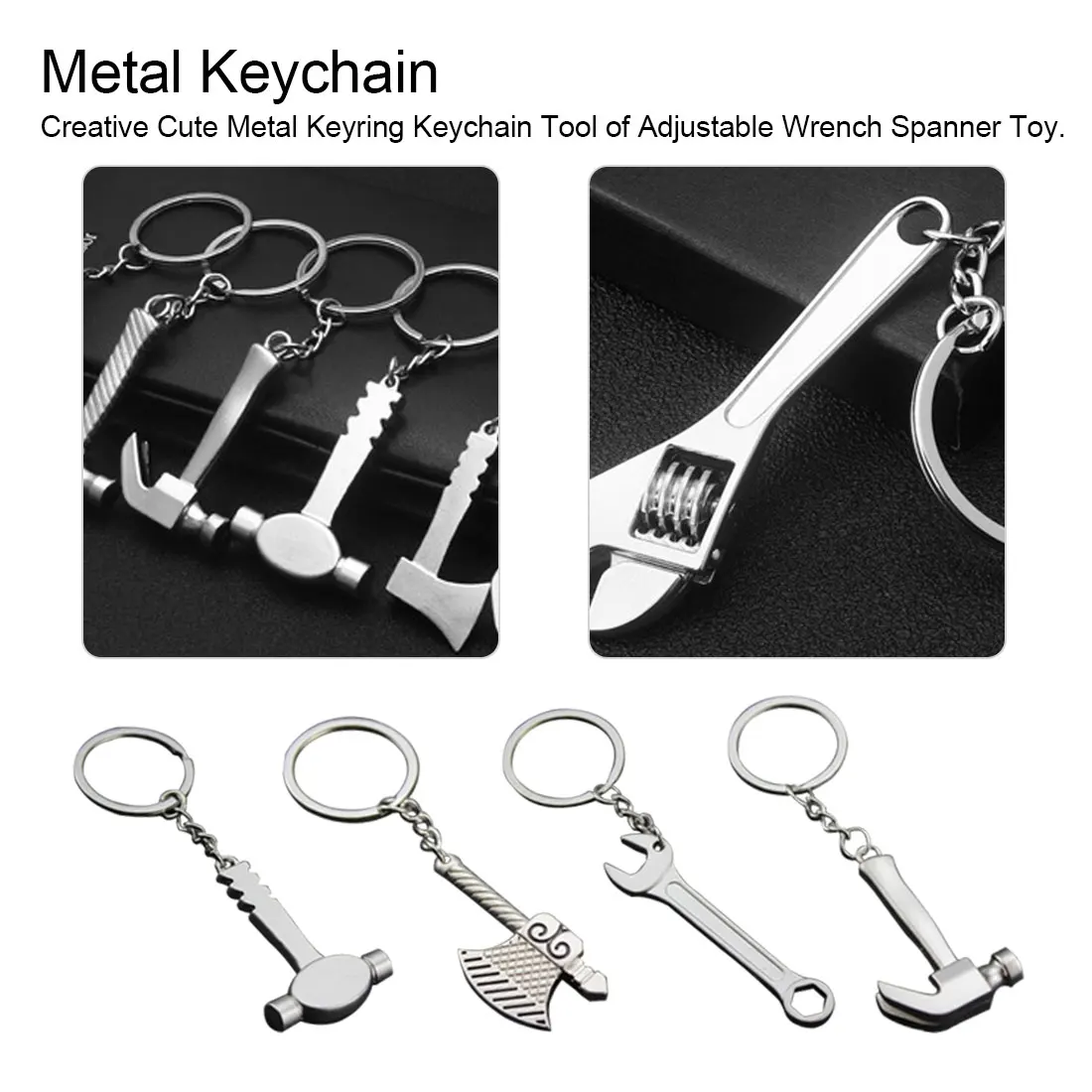 3D Mini Working Ruler Tool Keychain Keyring Alloy Key Ring Chain Creative Gift