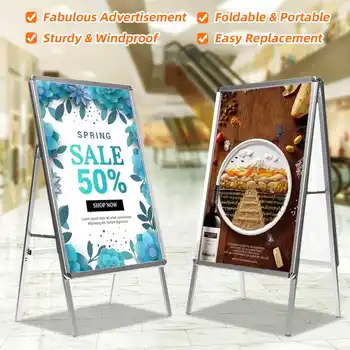 

Folding Aluminum Alloy Banner Stand Assembly Poster Display Stand Frame Presentation Advertisement Display Shelf Holder