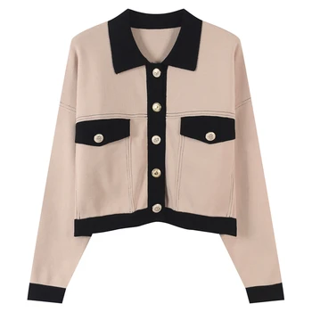 

Runway Dedign Turn Down Collar Knitted Women Cardigan Fashion Single Breasted Outerwear Elegant Winter Ladies Sweater Coat Loose