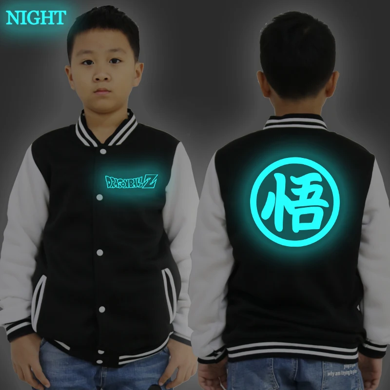 

Dragon Ball Print Kids Baby Baseball Jacket Toddler Boys Girls Luminous Jackets Casual Autumn Winter Coat Clothes for 2-14 Years