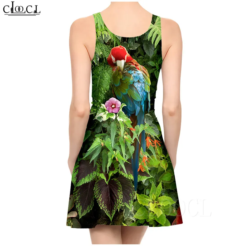 Ladies Dress Fashion Elegant Parrot Printed Colorful Dresses Sexy Women's Girls Short Slim Dress Beach Summer vestidos de verano (4)