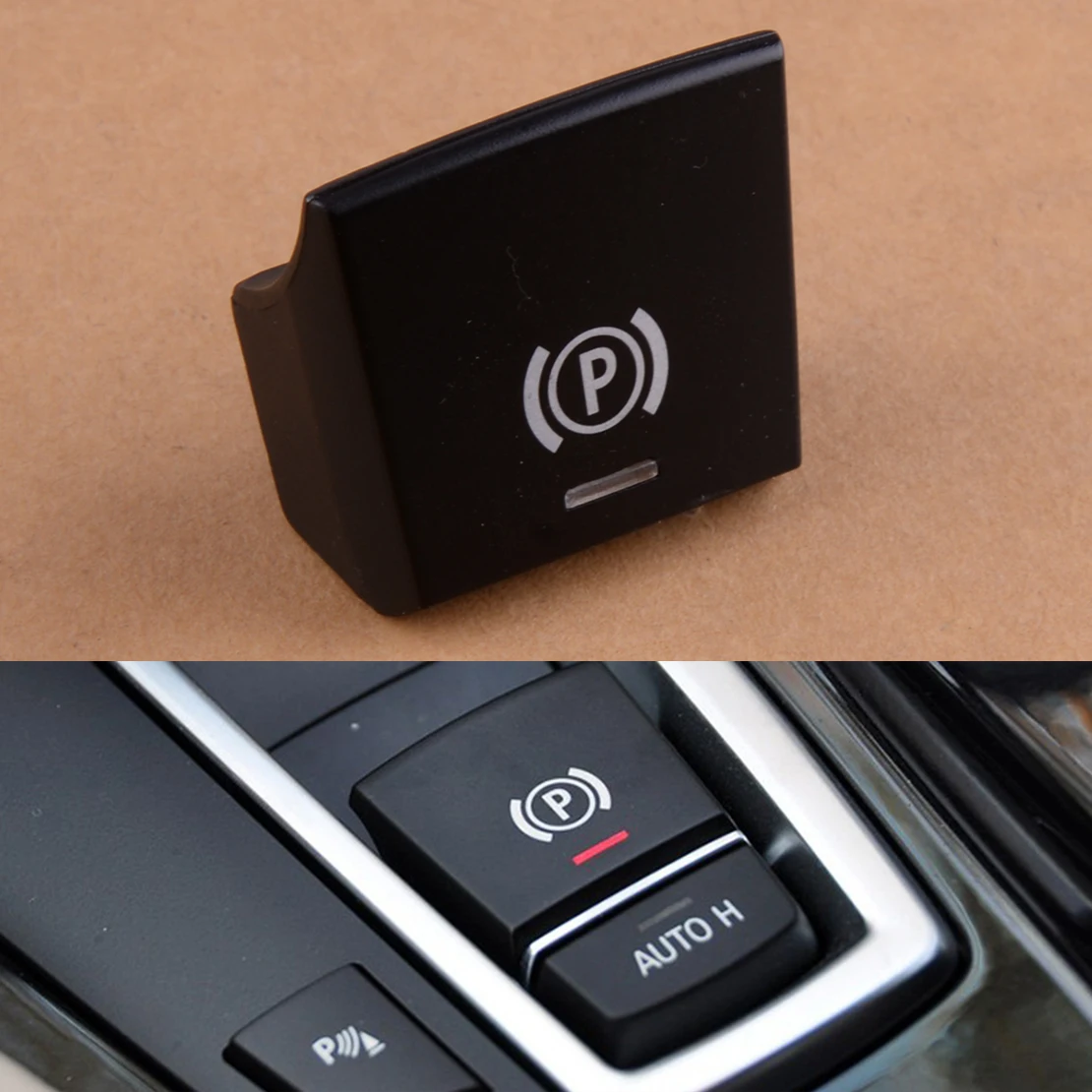 Abs plástico preto freio de mão eletrônico interruptor freio de estacionamento p botão tampa apto para bmw x5 x6 e70 e71