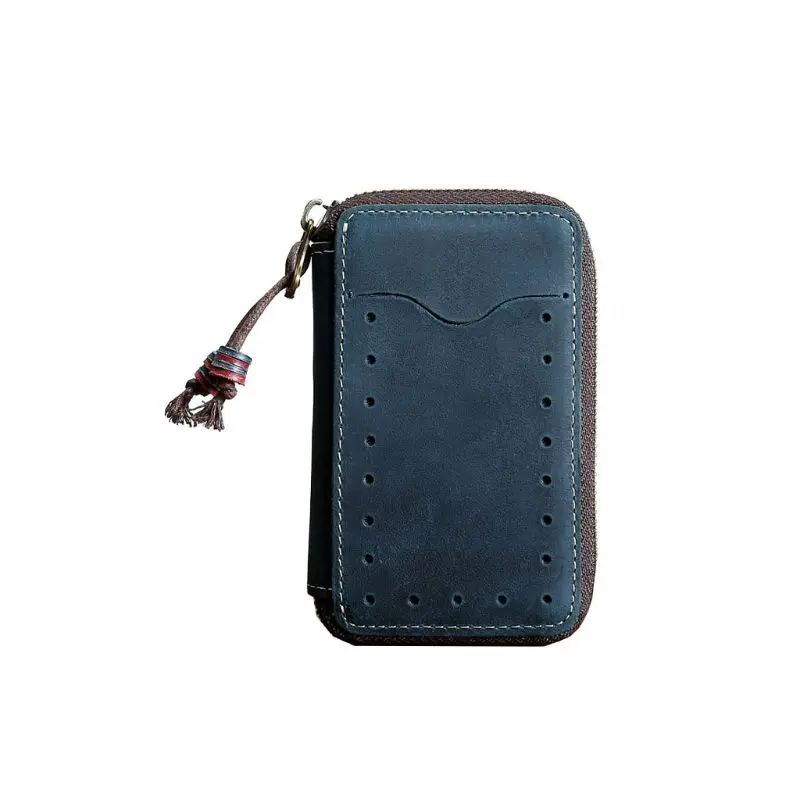 2 Portable Men's PU Leather Mini Key Bag Case Card Money Holder Coin Case Purse Pouch Male Casual Small Zipper Key Wallet 8 Colors - Цвет: 2