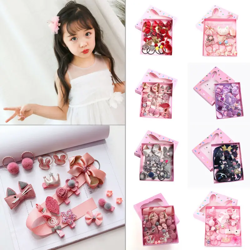 PUDCOCO 18Pcs/set Hairpin Baby Girl Hair Clip Bow Flower Mini Barrettes Star Kids Infant Baby Girl Cute Princess Headwear Sets