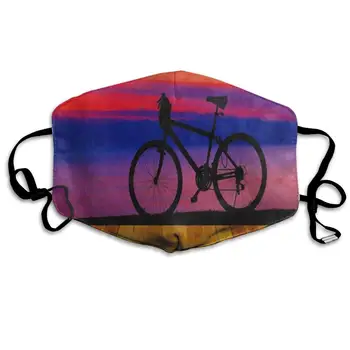

Oil Painting Vintage Wooden Sunrise Bike Funny Dust Mouth Mask Reusable Anti-Dust Face Mask Adjustable Earloop Skin Protection