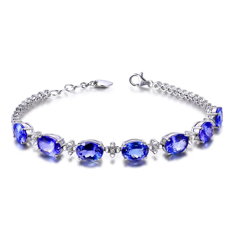 Bague Ringen класса люкс 925 Браслеты стерлингового серебра женское кольцо с голубой сапфир драгоценный камень женские ювелирные украшения подарок - Цвет камня: Синий