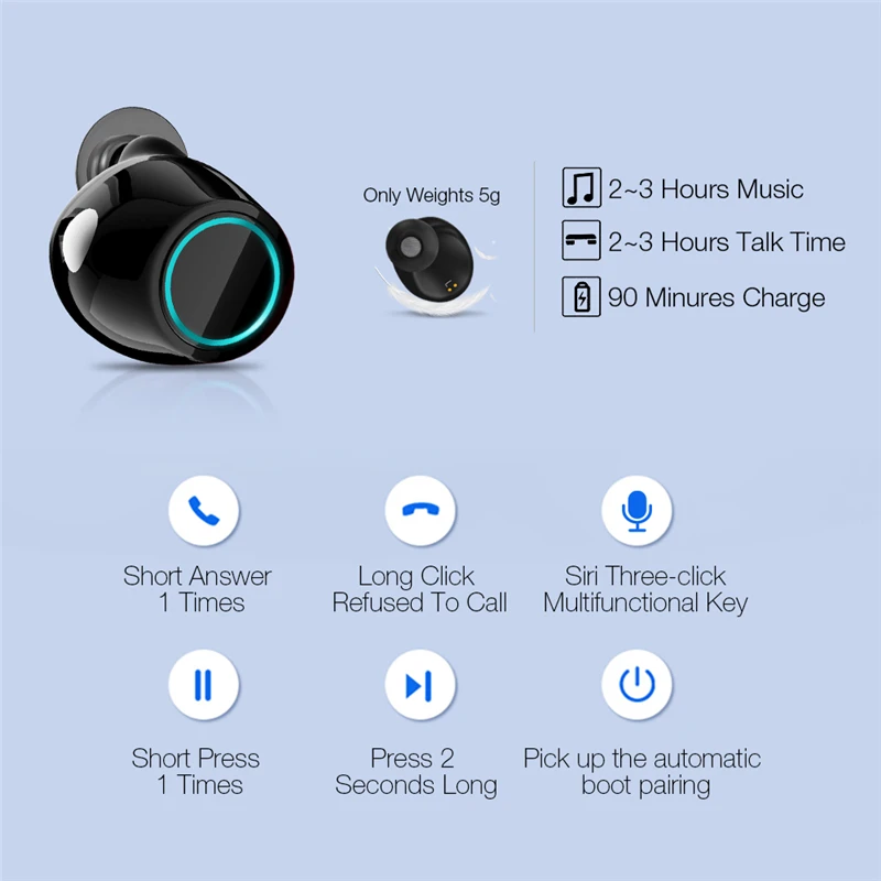 Bluetooth Earphone Wireless Earbuds 5 0 TWS Headsets Dual Earbuds bluetooth earphones wired headphones For iphone Huawei Xiaomi