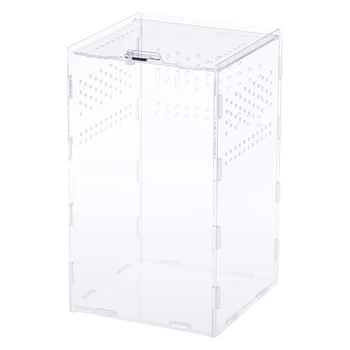 

15x15x25cm Reptile Tank Insect Spiders Tortoise Lizard Acrylic Transparent Box Vivarium Lid Reptile Pet Product Terrarium A50