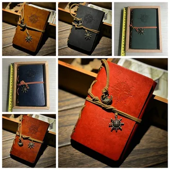 

Spiral Notebook Diary Notepad Vintage Anchors PU Leather Note Book Traveler Journal Stationery Gift