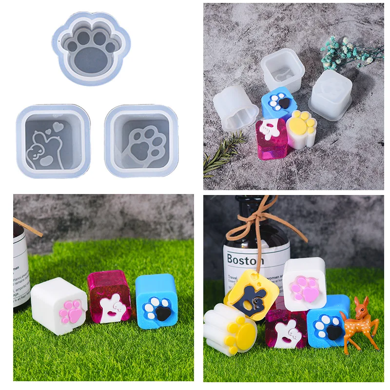 

3 Styles Cat Paw Seal Stamp Epoxy Mold Handmade Seal Silicone Resin Mould For DIY Jewelry Crafts Casting Mold Making Tools