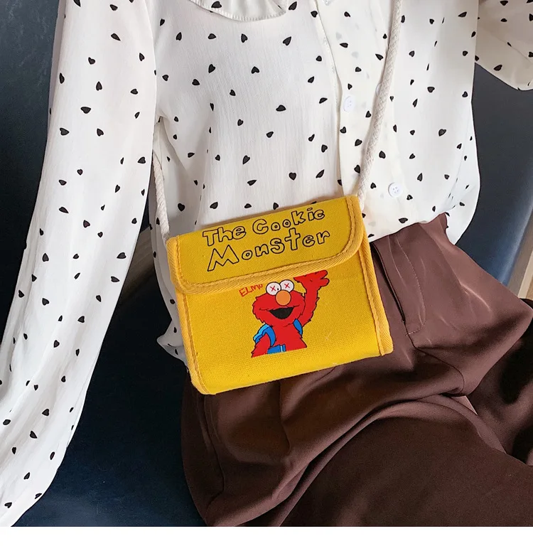 Sesame Street WOMEN'S Bag New Style Mobile Phone Shoulder Bag Summer Mini Shoulder Small Canvas Bag Change Mobile Phone Bag