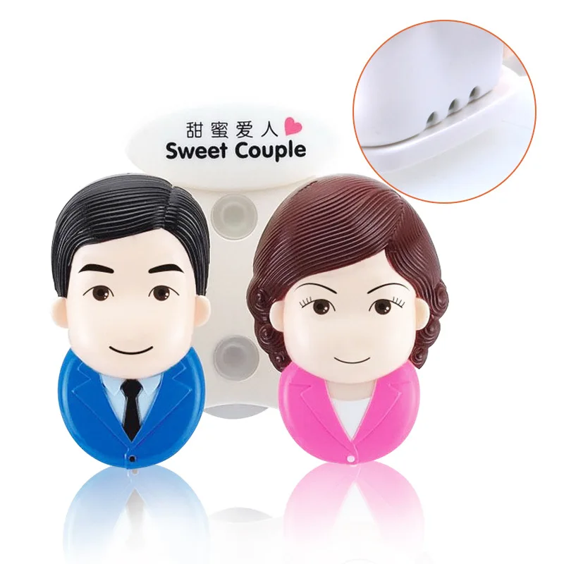 

Our Toothbrush Holder Creative Set with Suckers Cartoon Automatic Closing Family of Four Cute Toothbrush Holder
