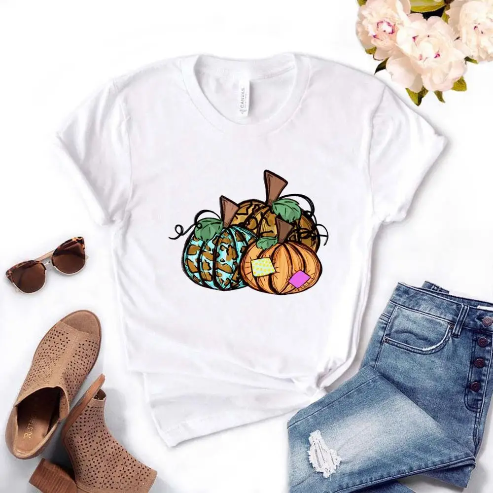 

fall leopard pumpkin Print Women tshirt Cotton Casual Funny t shirt Gift For Lady Yong Girl Top Tee Drop Ship PM-1