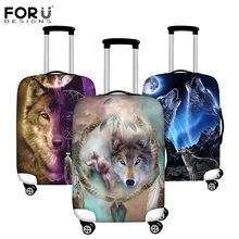 FORUDESIGNS/3D Wolf Pringting Чехол для багажа, аксессуары для путешествий, пылезащитный чехол, эластичный защитный чехол, подходит для 18-32 чемодана