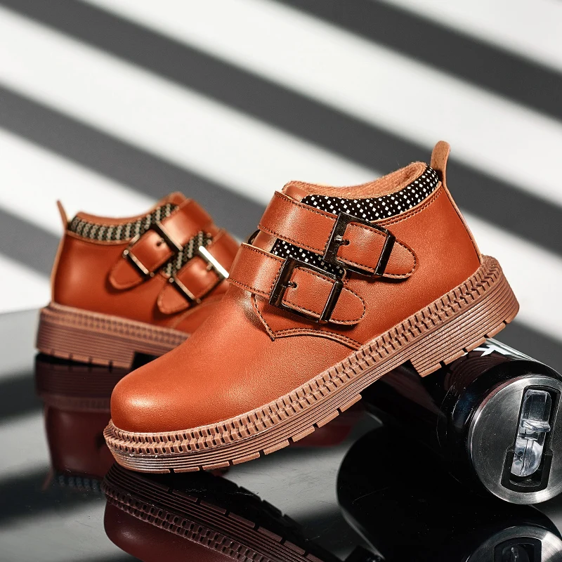 

Spring/Autumn Kids Boy Fashion Boots Brown Blue Big Boy Leather Ankle Boots Comfortable Boy Cowboy Boots Brand Kids Casual Shoes