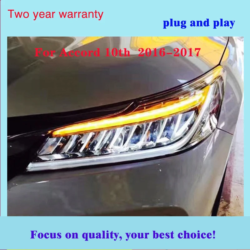 Автомобильный Стайлинг Головной фонарь для Honda Accord фары 2016-2017 10th все светодиодный