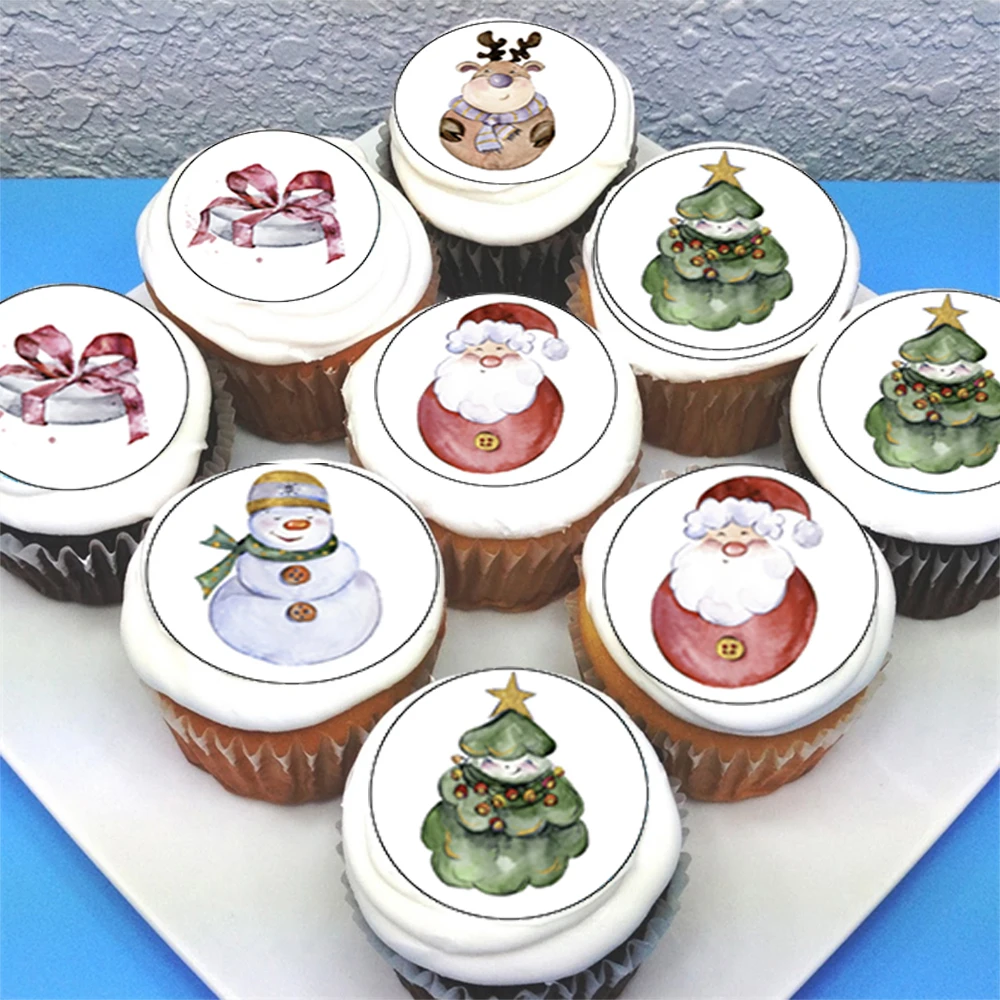 35pcs/lot Christmas Tree Snowman Cupcake Topper Edible Wafer Paper Cake Decorating Tools Supplies Party Decoration accessories |