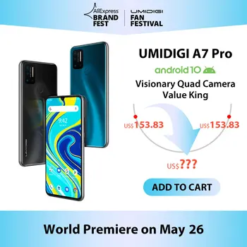 UMIDIGI A7 Pro Quad Camera Andriod 10 OS 6.3" FHD+ Full Screen 64GB/128GB ROM LPDDR4X Octa Core Processor Global Version Phone