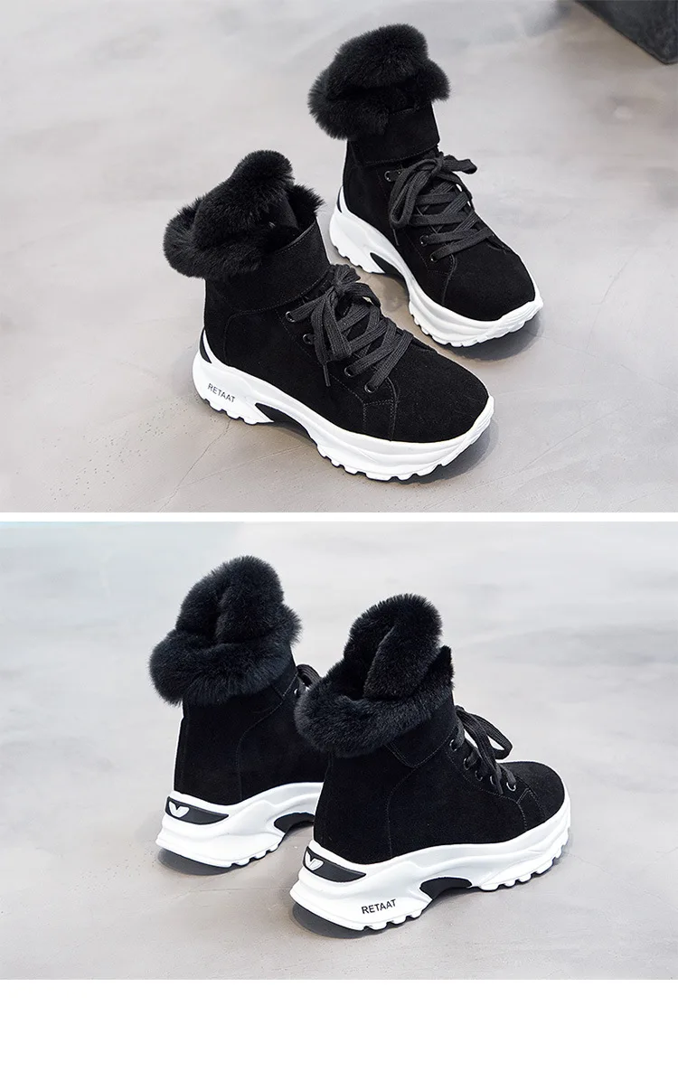 Women's Boots New Winter Snow Short Boots For Girls Female Genuine Leather Short Matte Plus Velvet Cotton Shoes B046