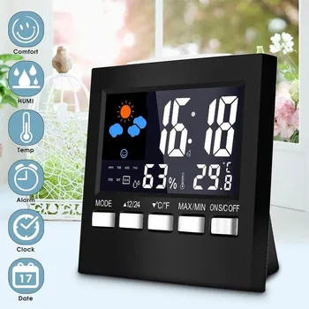 

Electronic Clock Desktop Clock Multifunctional Perpetual Calendar Clock LED Backlight Temperature Humidity Display Bedside Clock