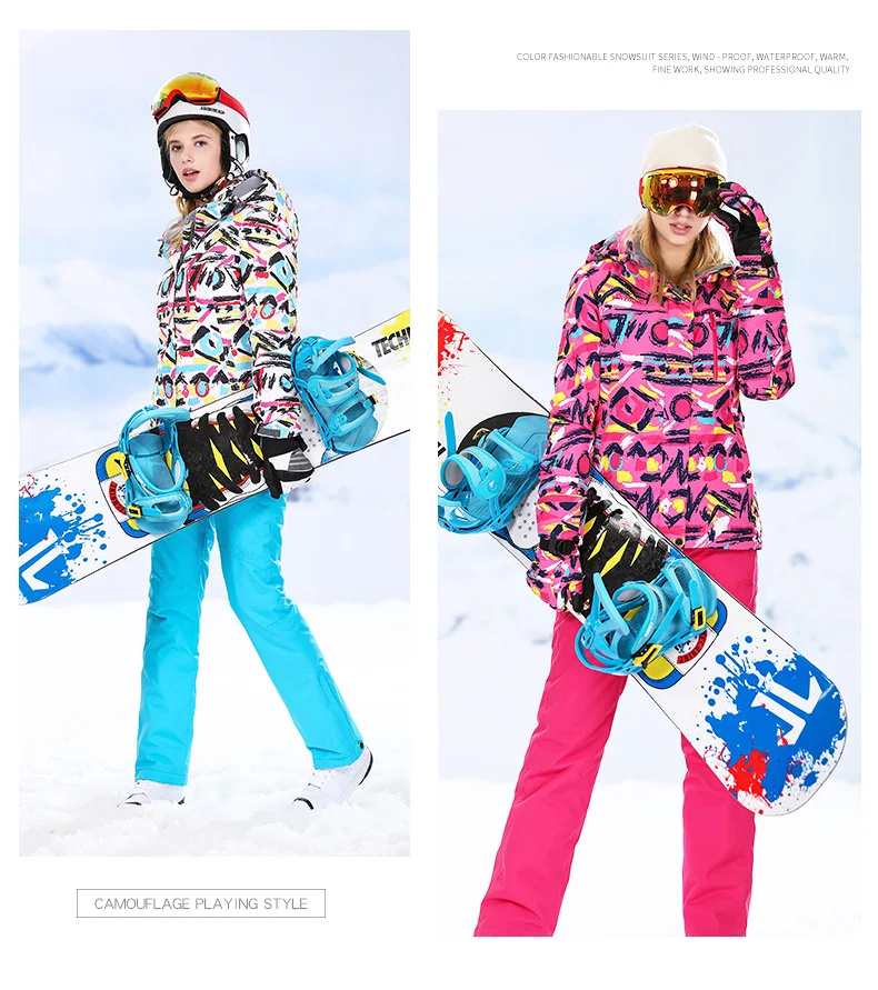 Лыжный костюм Warme Anzug Frauen wausserdicht Winddicht Skifahren und Snowboarden Jacke Hosen