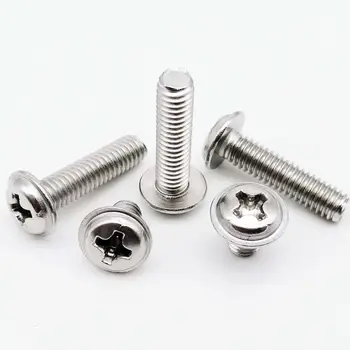 

10/50pcs M2 M2.5 M3 M4 304 A2-70 Stainless Steel PWM DIN967 Cross Phillips Pan Round Washer Head Screw Bolt with Padded Collar