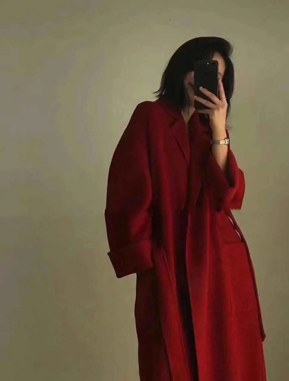 

Booming Delicacy ren qi kuan Rich Red Handmade Overcoat