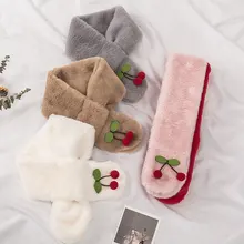 

Imitation Rabbit Fur Scarf Sweet Cherry Children's Scarf for Girls Soft Warm Plush Kids Winter Scarves Furry Infant Neck Warmer