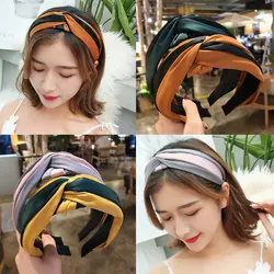 2019 корейская шифоновая шелковая Женская головная повязка повязки для волос с узлом крест галстук головной убор украшение для волос