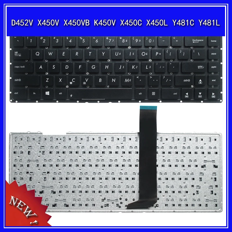 Replacement for ASUS X450 X450V X450VB X450VC X450C X450E X450C X450CA X450CC X450CP X450VC X450VP Series Laptop English Keyboard New US Black Keyboard Without Frame