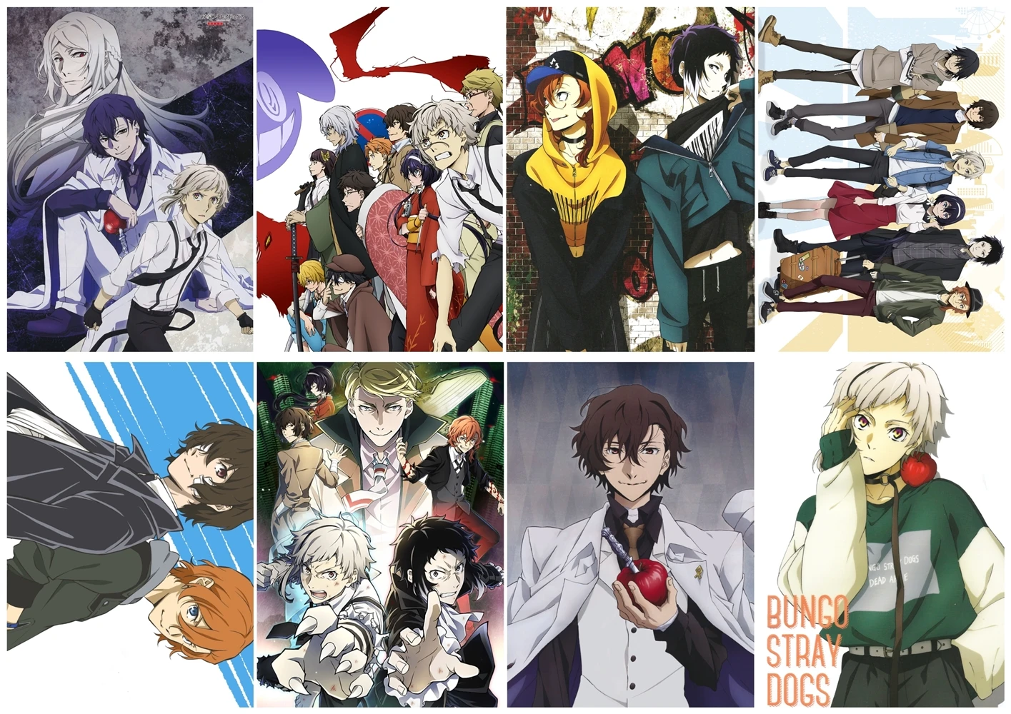 Bungou бродячие собаки Dazai Chuuya Atsushi полипропилен A3 8 шт. плакаты плакат на стену