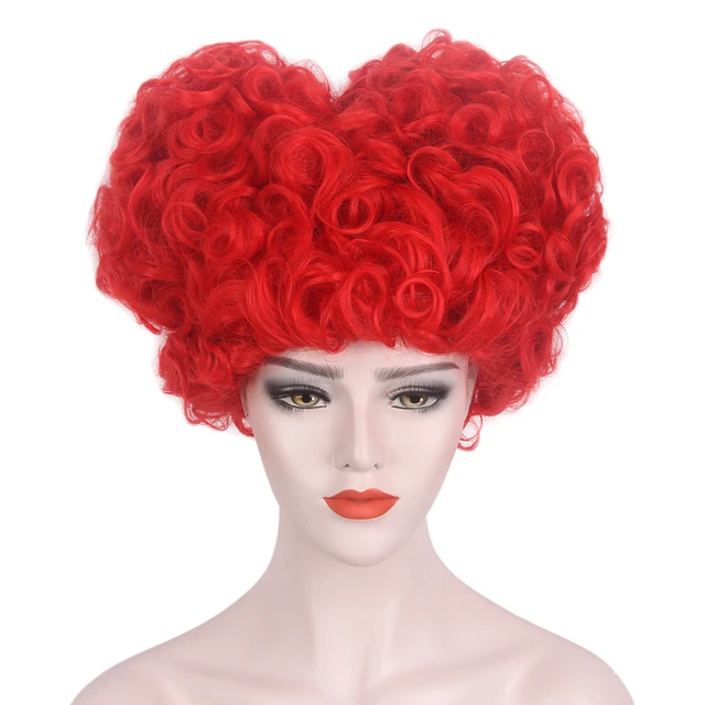 Parrucca Cosplay Alice nel paese delle meraviglie regina rossa parrucca  regina di cuori parrucche sintetiche termoresistenti + cappuccio parrucca -  AliExpress