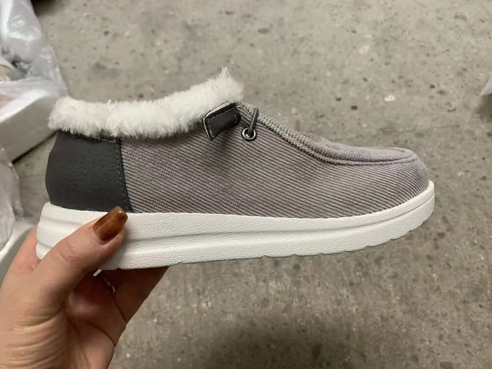 Dude Shoes Women Wendy Comfortable Flat Slip On Mujer Zapatillas Winter Warm Plush Vulcanize Sneaker Fur Mocassin Loafers Female