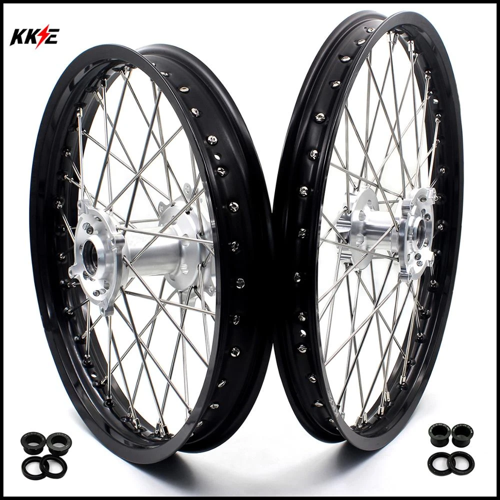 21 19 Mx Roues De Moto A Rayons Jantes Ensemble Pour Kawasaki Kx250f Kx450f 2006 2018 Argent Moyeux Noir Jantes En Aluminium Aliexpress